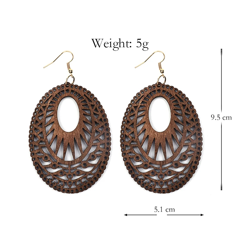 Винтажные черные полые серьги YULUCH из натурального дерева в форме капли воды для