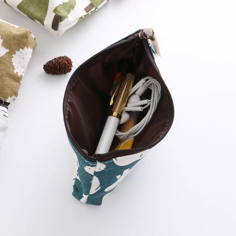 Пенал тканевый с рисунком животных милый чехол для карандашей ежа белого медведя