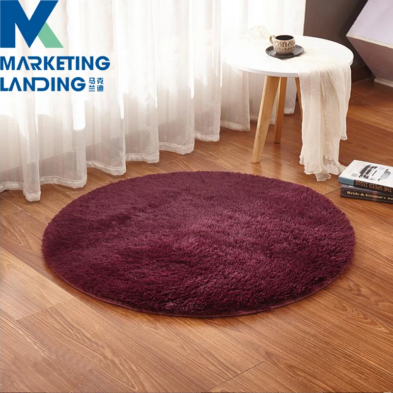 Супер мягкий шелк цвет красного вина без вкус шерсть пушистый круглый ковер