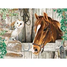 Алмазная живопись YI Bright 5d, полная Алмазная вышивка с лошадью, с рисунком животных, совы, бриллиантовая мозаика, зимний домашний декор