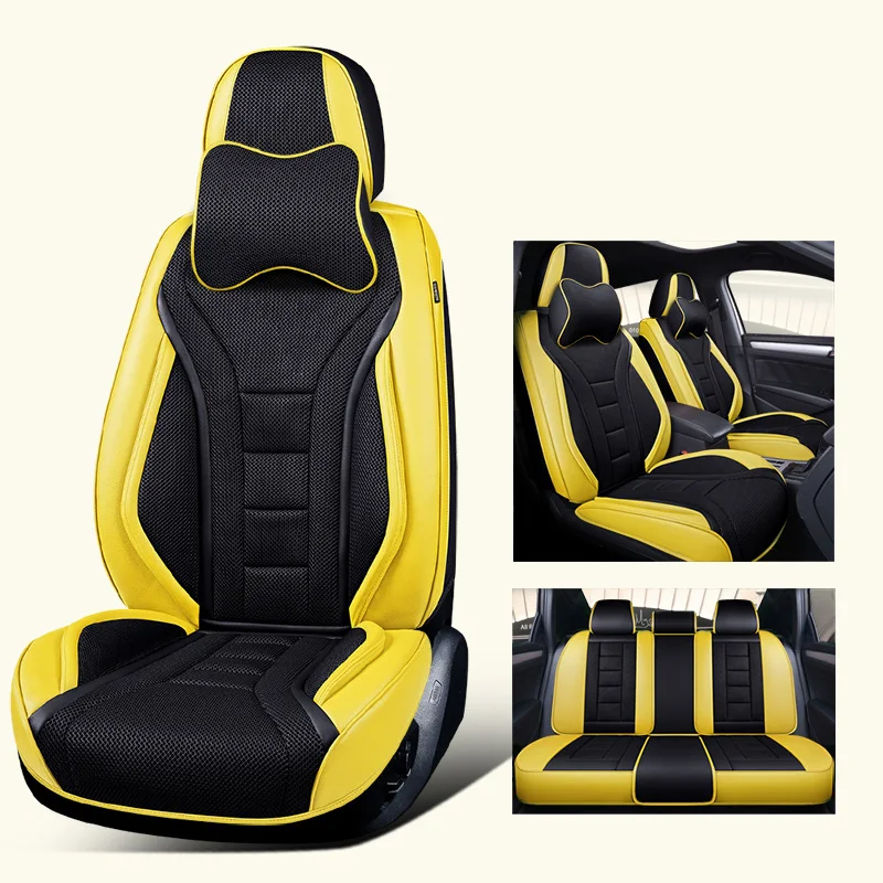 Black Yellow Передние и задние Чехлы для автомобильных сидений, автомобильные аксессуары для Hummer H2, Jac S3, Mg Zs Mg3, Uaz Patriot, Zotye T600 - Название цвета: Black Yellow