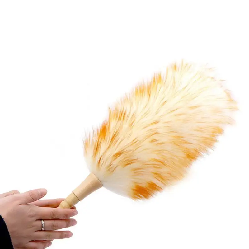 

Non Static Dust Brush Household Feather Wool Duster Removal Dusting Broom Long Handle W3JA