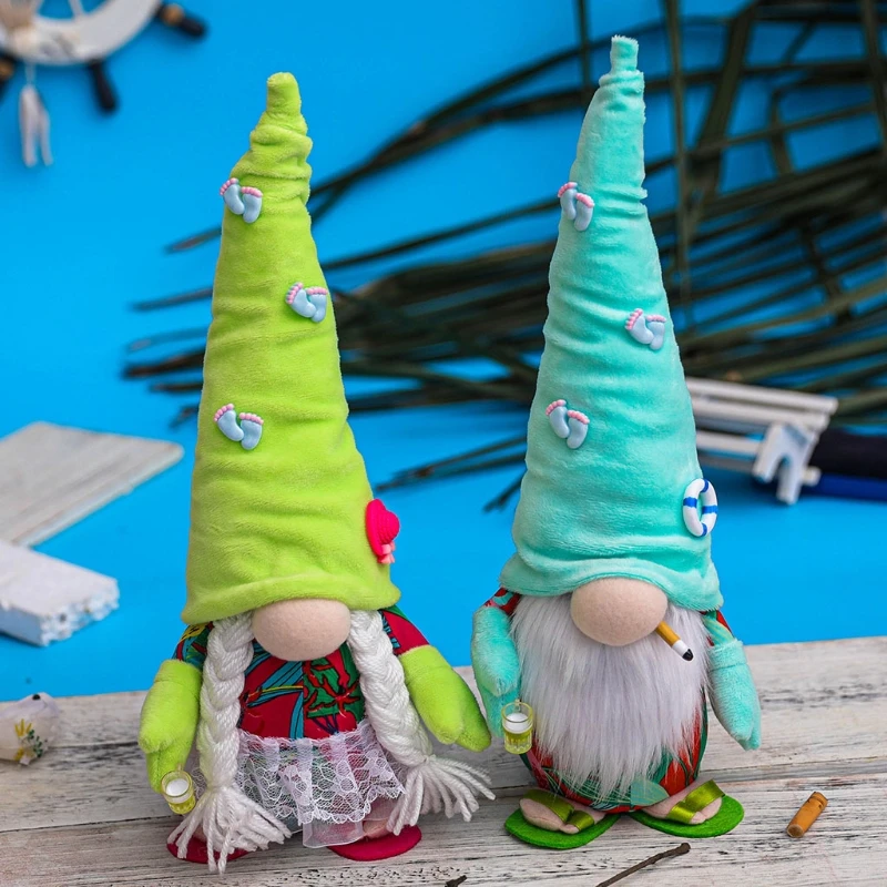 

2pcs Summer Gnome Long Hat Scandinavian Swedish Nisse Tomte Elf Dwarf Farmhouse