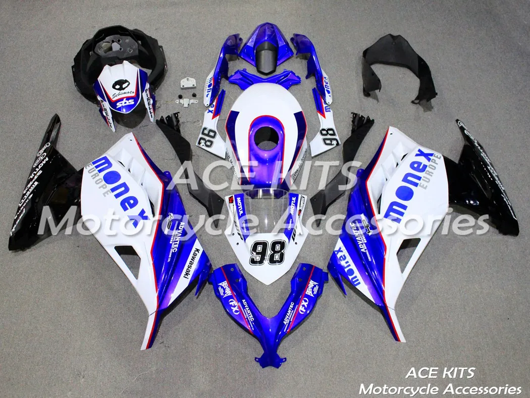 

New ABS Motorcycle Fairings For Kawasaki Ninja300 EX300 2013-2017 13 14 15 16 17 Bodywork Blue White Injection No.0023