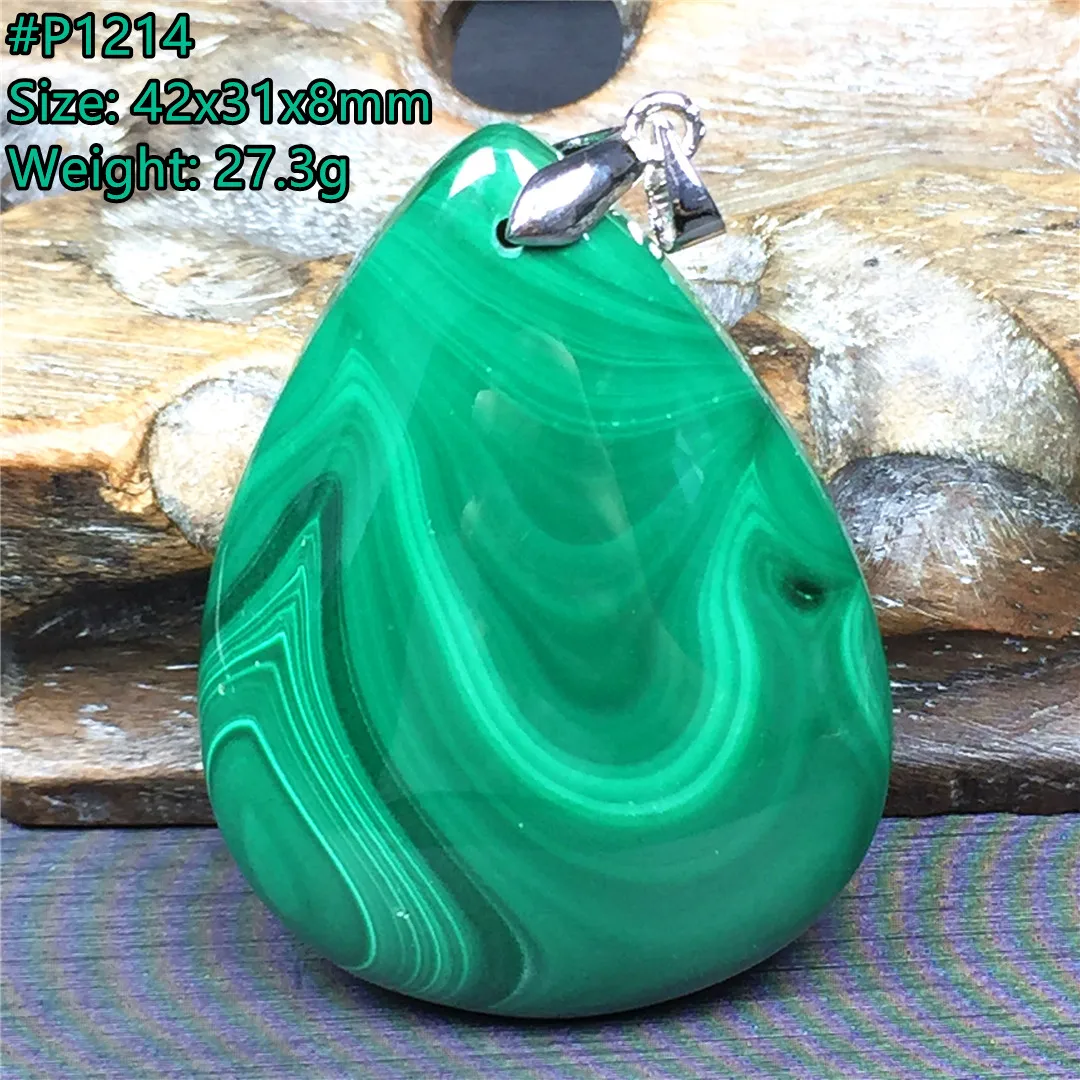 

Натуральный Зеленый Малахит хризоколла, драгоценный камень AAAAA для женщин и мужчин, подарок на удачу, Серебряный хрусталь 42x31x8 мм