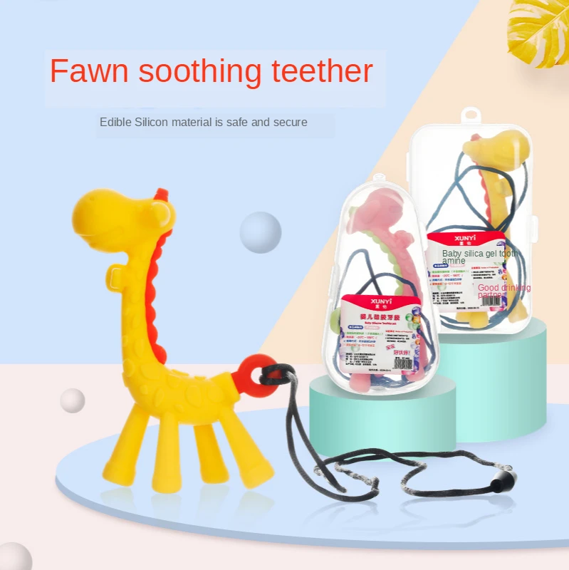 

1PCS Fawn Teether Necklace Giraffe Teether Baby Products Molar Stick Full Silicone Toy Teether Chewing Teething Toy Kids