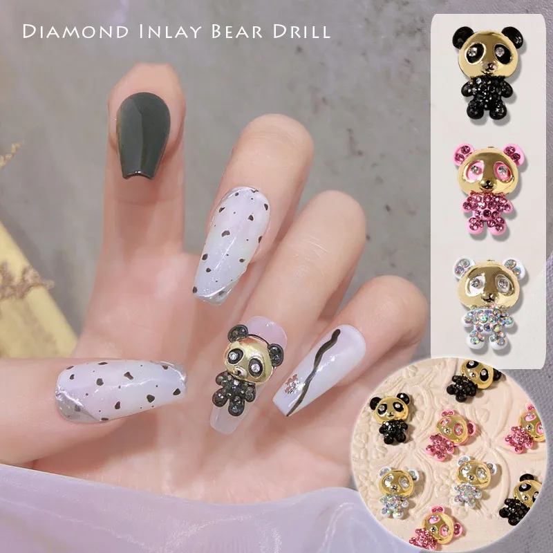 10 шт. Роскошные блестящие 3d-ногти с милым медведем | Красота и здоровье
