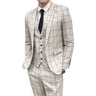 2022 пиджак + жилет + брюки мужской модный эксклюзивный клетчатый деловой костюм приталенный полосатый Свадебный Блейзер Пальто Брюки Жилет