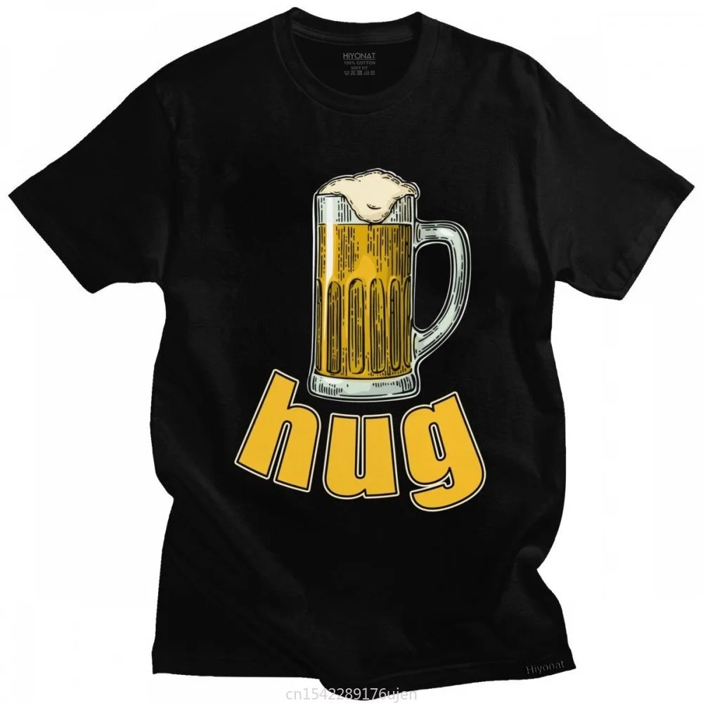 

Alcohol Drinking Lover Tee Tops Funny Beer Hug T Shirt Pre-shrunk Lycra Tshirt Short Sleeved Graphic T-shirt Clothes Gift