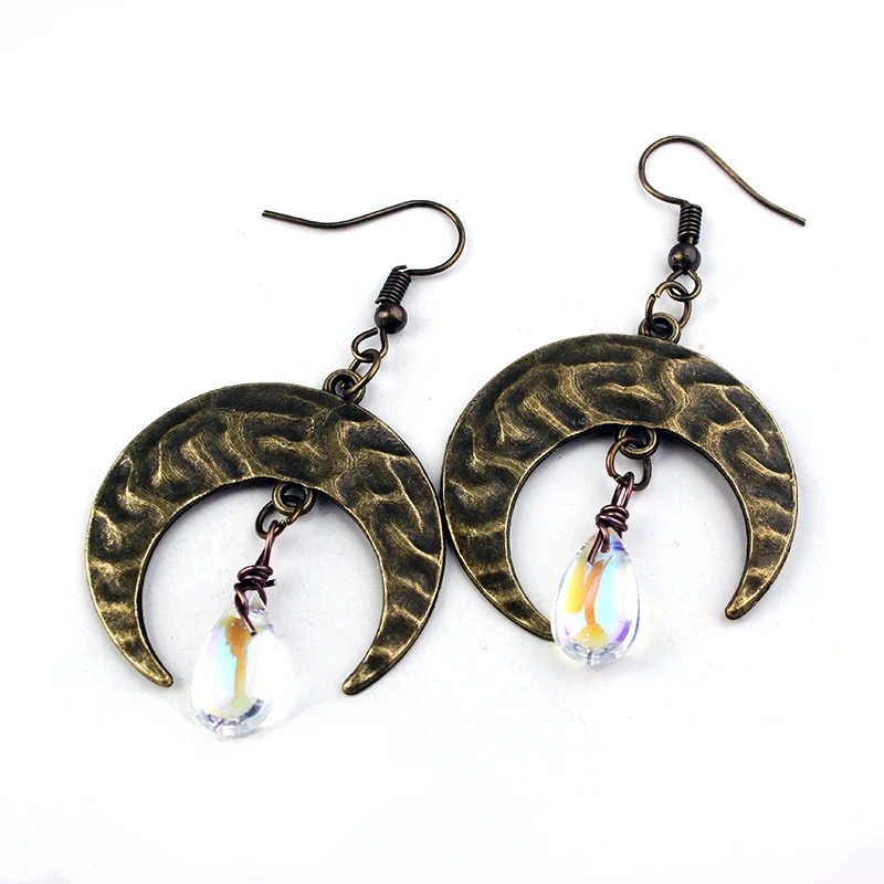 

Crescent Moon Star Drop Earrings For Women Mysterious Gothic Wanderlust Jewelry Hypoallergenic Witchy Goddess Celestial Gifts