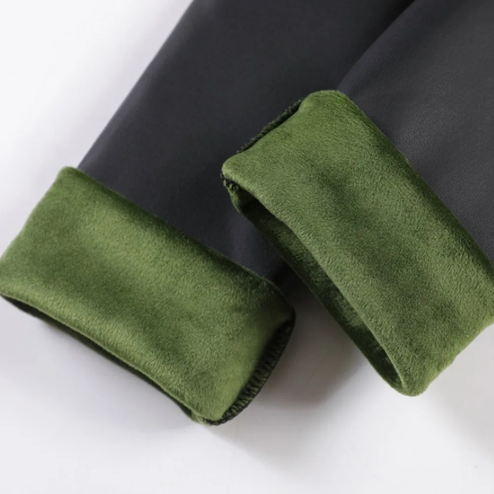 Горячие женщины PU кожаный корсет леггинсы толстые плюшевые стрейч брюки длинные