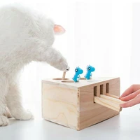 cat hunt toy chase mouse solid wooden interactive maze pet hit hamster with 35 holed mouse hole catch bite catnip funny toy