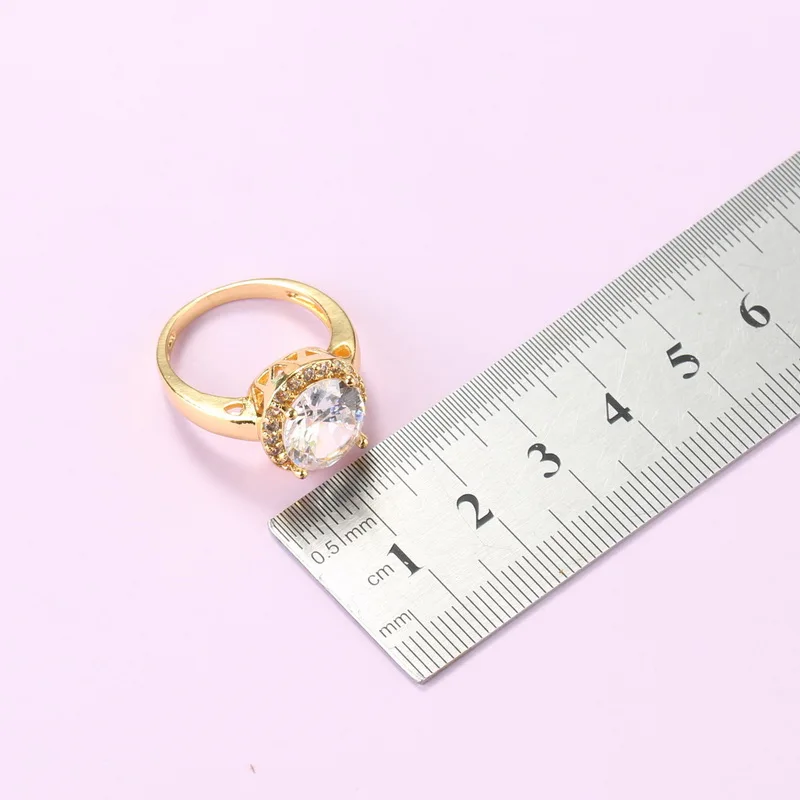 Набор свадебных украшений ожерелье и серьги золотого цвета с белым цирконием