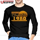 Рубашки мужские осенние, классические, большого размера, с принтом на 40-й день рождения, 1980