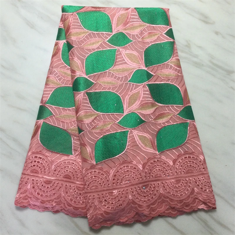 

Cotton Voile Swiss Lace Embroidery For Women Party Dress African Lace Fabric With Stones 5Yards