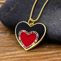 aibef hot sale romantic special double heart link chain cz necklace for women and girls wedding engagement accessories jewelry