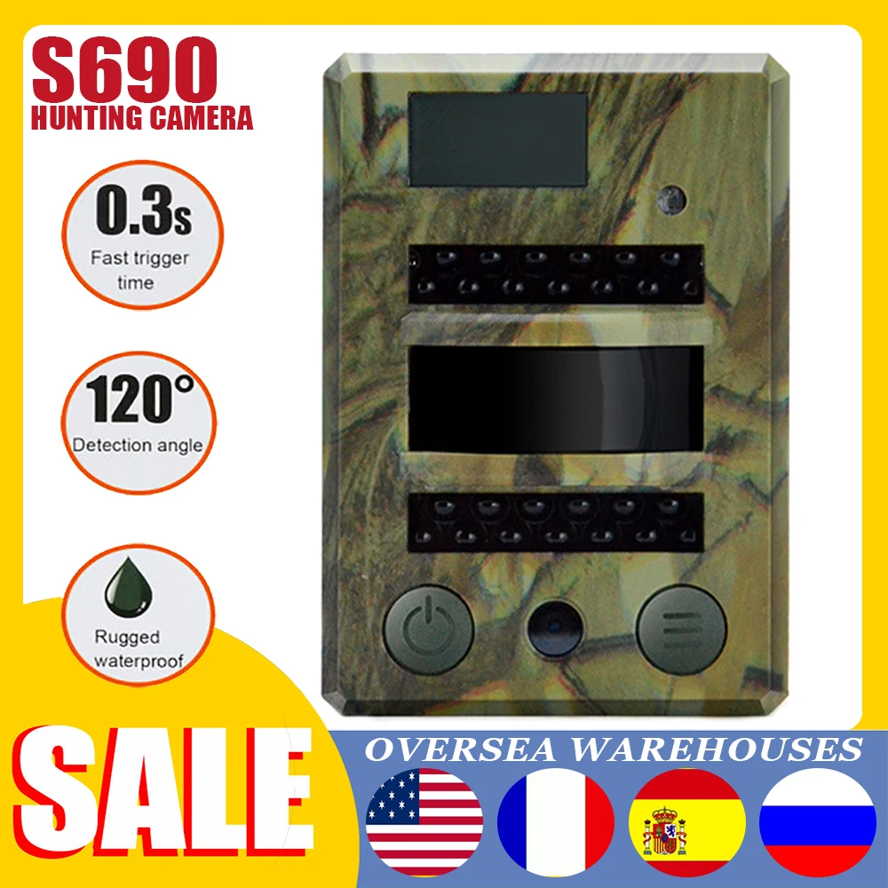 

S690 охотничья камера с ЖК-дисплеем внутри 720P, видеорегистратор, камера видеонаблюдения с PIR-обнаружением, моментальный снимок, водонепроница...
