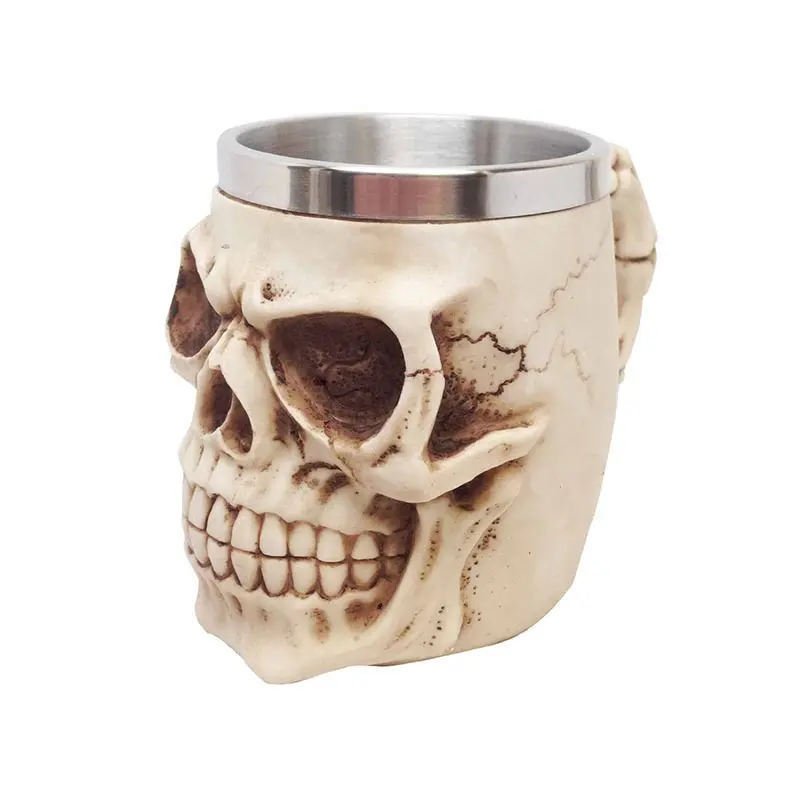 Omife Creative Skull Mug Game Of Thrones 3D Beer Cups Viking Anime Wine Tumbler Cartoon Coffee Cup Halloween Mugs Gift Drinkware - Цвет: Smiling Skeleton