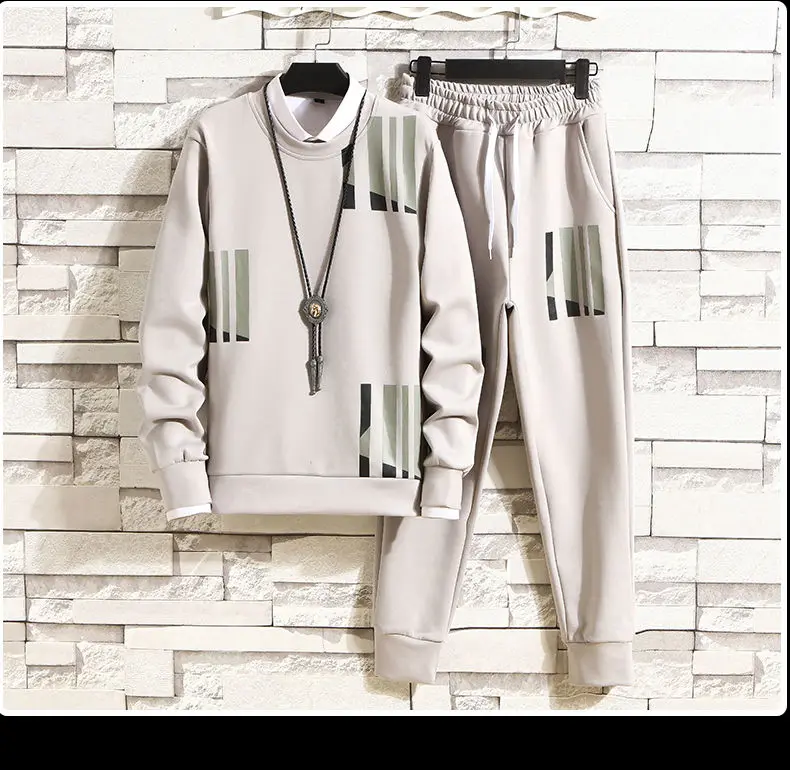 Мужской Бархатный спортивный костюм повседневный плотный из двух предметов с