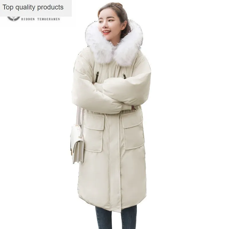 Cotton Padded Jacket Female Plus Size 2020 Korean Fashion Velvet Loose Winter Coat Women Mid Long Thicker Parka Femme J138