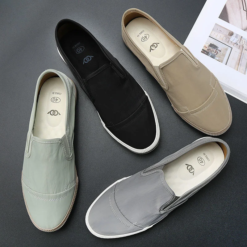 

2021 Korean Style Canvas Vulcanized Shoes Mens Breathable Fashion Low-top Cloth Loafers Lazy Casual All-match Sneaker Shoe