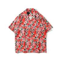 men shirt short sleeve 2021 new arrival summer flowers loose male shirt thin comfortable student korean style hot sale s17