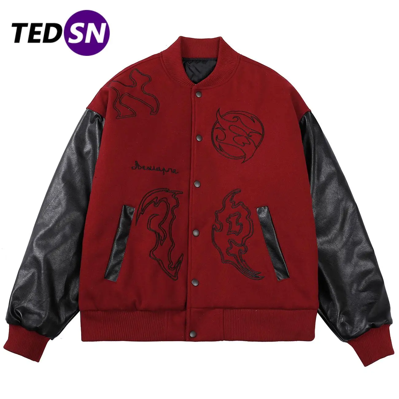 

Бейсбольная куртка TEDSN Varsity, уличная одежда, зимнее кожаное пальто большого размера 2021, мужская и женская верхняя одежда в стиле Харадзюку, о...
