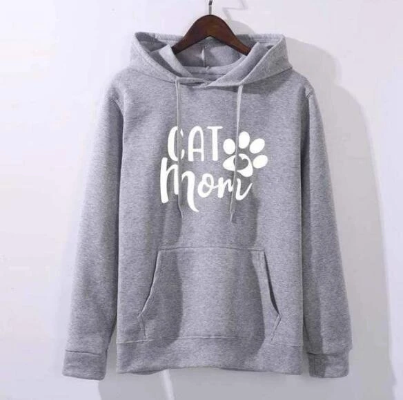 

Cat Mom Hoodie funny paw graphic women fashion pure casual funny slogan grunge tumblr young hipster girl gift young top- L374