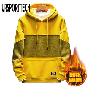 Мужская толстовка с капюшоном URSPORTTECH, весенне-осенняя, повседневная, с длинным рукавом, в стиле пэчворк