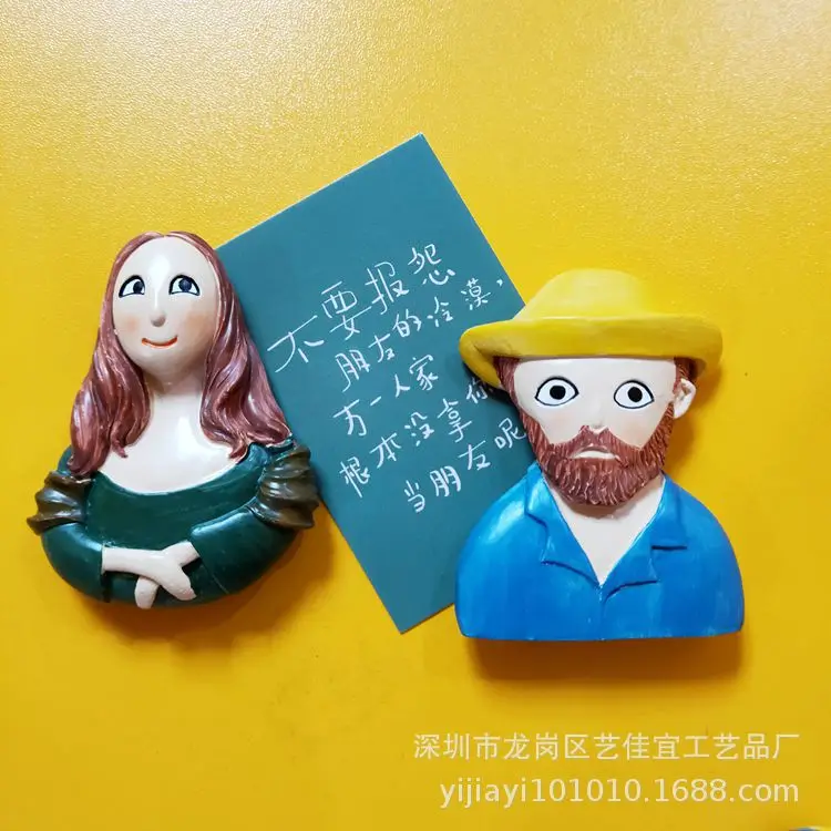 Милые полимерные 3D магниты Ван Гога мультяшный персонаж модельные для рукоделия