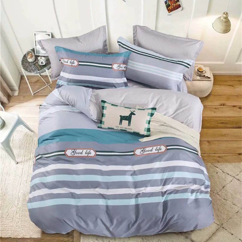 

3D Bedding Set Grey Comforter Covers Classic Quilt Cover Soft Breathable for Children Adult Bedroom Decorations