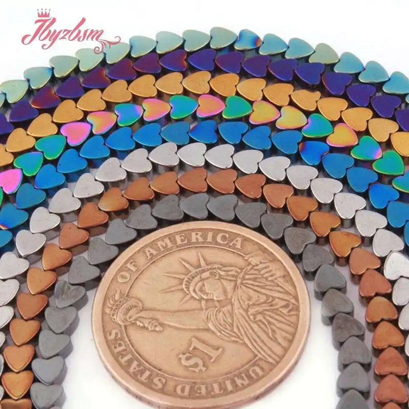 

4mm Heart Hematite Beads Colorful Hematite Stone Spacer Bead for Women Men DIY Accessories Necklace Bracelets Jewelry Making 15"