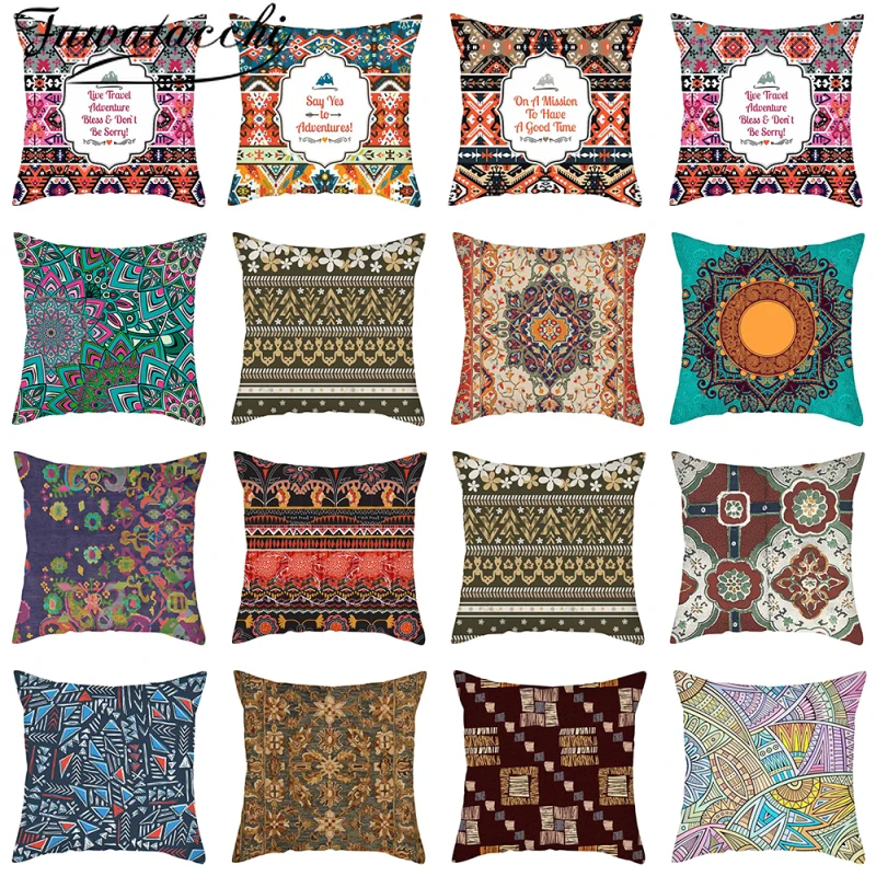

Fuwatacchi Linen Geometric Pattern Cushion Cover Bohemia Pattern Pillow Covers for Home Sofa Decorative Pillow Cases Funda Cojin