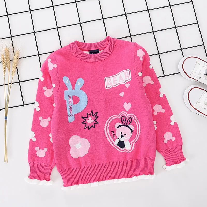 

2019 Autumn Winter Baby Girl Sweater Warm Kids Knit Pullover Fashion Point Mermaid Jacquard Cotton Sweater Children Pullover