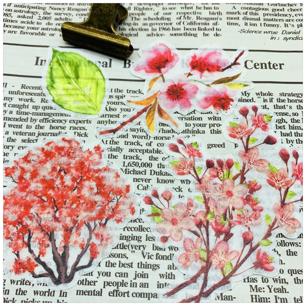 

27Pcs/Set Hand Draw Flower Cherry Sticker DIY Craft Scrapbooking Album Junk Journal Planner Decorative Stickers