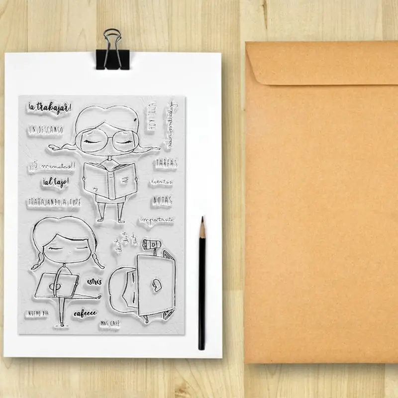 

Reading Girl Silicone Clear Seal Stamp DIY Scrapbooking Embossing Photo Album 95AA