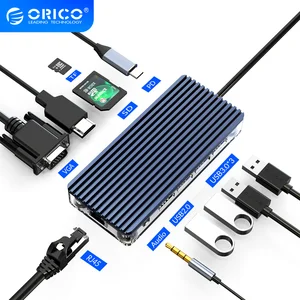USB-Концентратор ORICO, USB Type-C на несколько USB 3,0 PD RJ45, кардридер, док-разветвитель для ПК, MacBook Pro, аксессуары