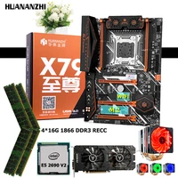 huananzhi deluxe x79 motherboard combo xeon cpu e5 2690 v2 3 0ghz with cooler ram 64g416g 1866 reg ecc video card rx580 4gd5