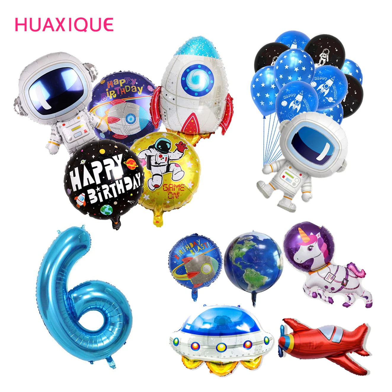 

1set Outer Space Party Astronaut Balloons Rocket Foil Balloons Galaxy Theme Party Boy Kids Birthday Party Decor Helium Globals