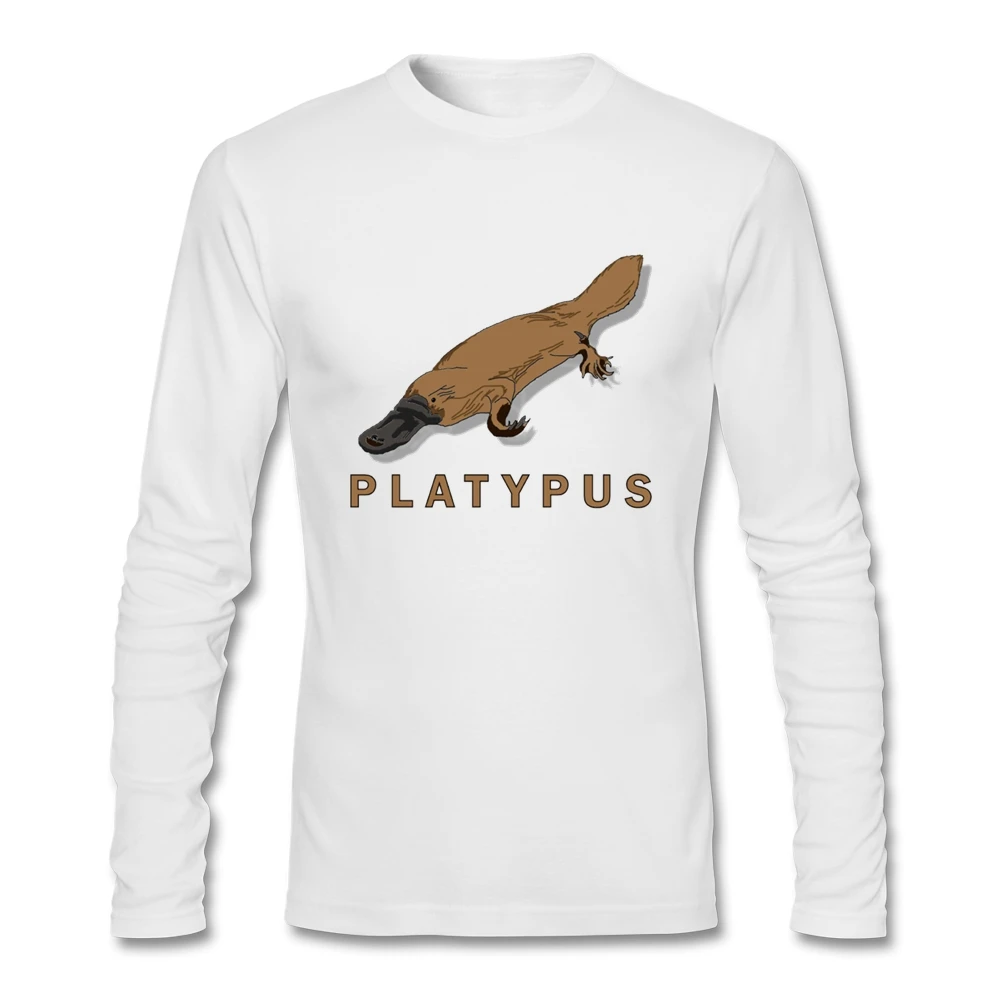 Личность Утконос Slim Fit футболки для мужчин 100% хлопок с длинным рукавом 2020 новые