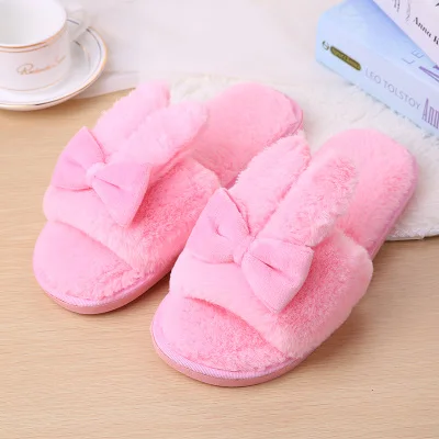 pink Style 2 Европейский и американский стиль; коллекция года; сезон осень-зима; домашняя обувь для пар; Хлопковые женские тапочки; плюшевая женская обувь; женская обувь без застежки - Цвет: pink Style 2