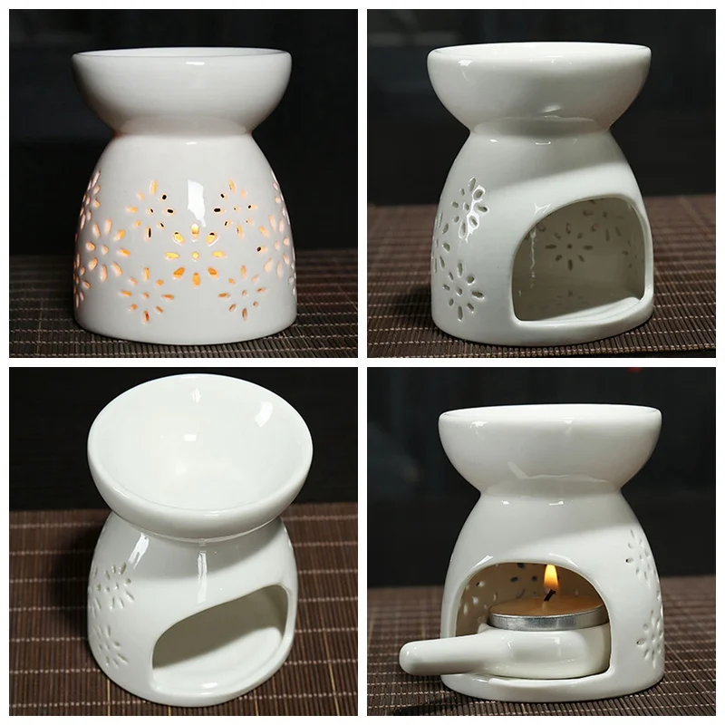 

White Creative Night Fragrance Lamp Ceramic Essence Oil Burner Candle Incense Aromatherapy Stove