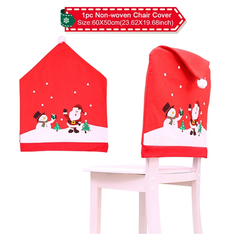 Natale Navidad, красное льняное рождественское настольное украшение для дома, Рождественское украшение, новогодний декор - Цвет: Chair cover style 1