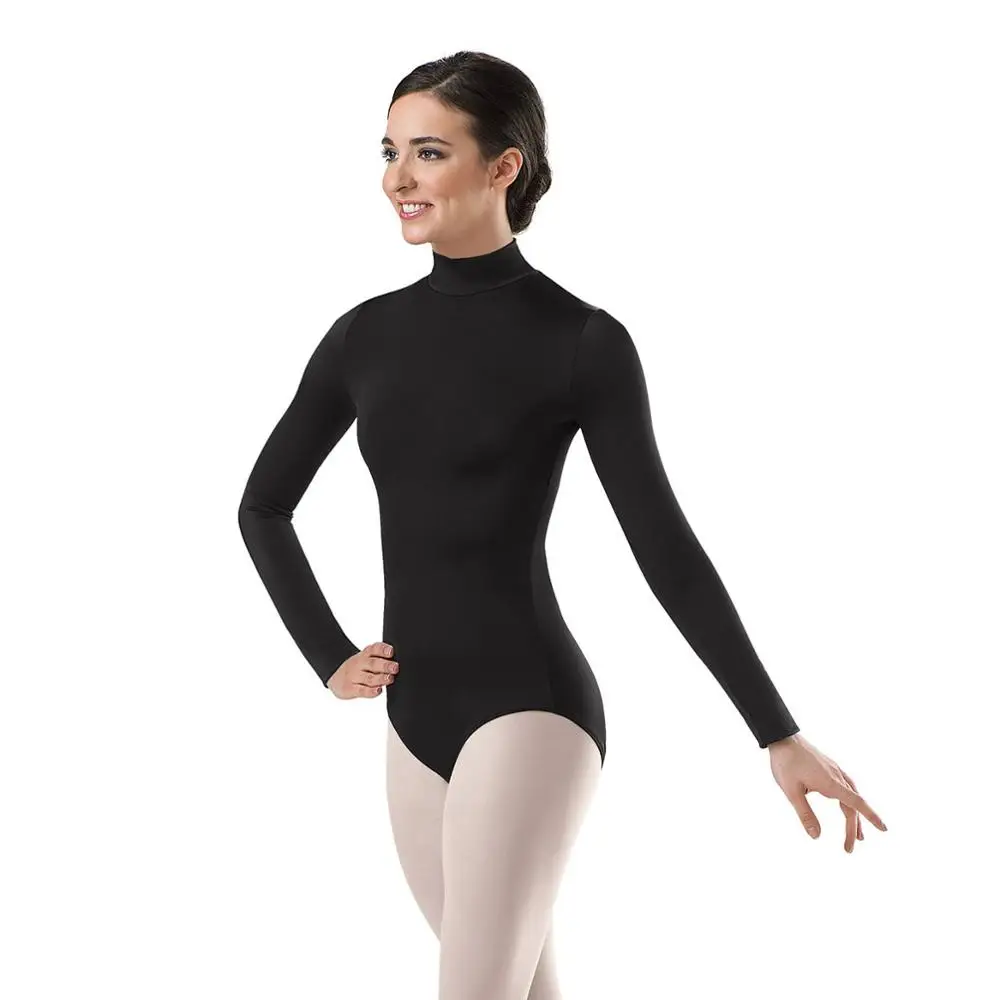 

Adult Long Sleeve Black Leotard Turtleneck Ballet Dancewear Spandex Leotards Bodysuit Gymnastics Costumes for Woman
