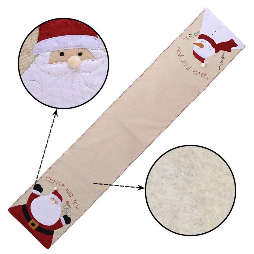 Christmas Table Runner Santa Claus Snowman Linen tablecloth Decorations kitchen Ornaments Happy New Year | Дом и сад