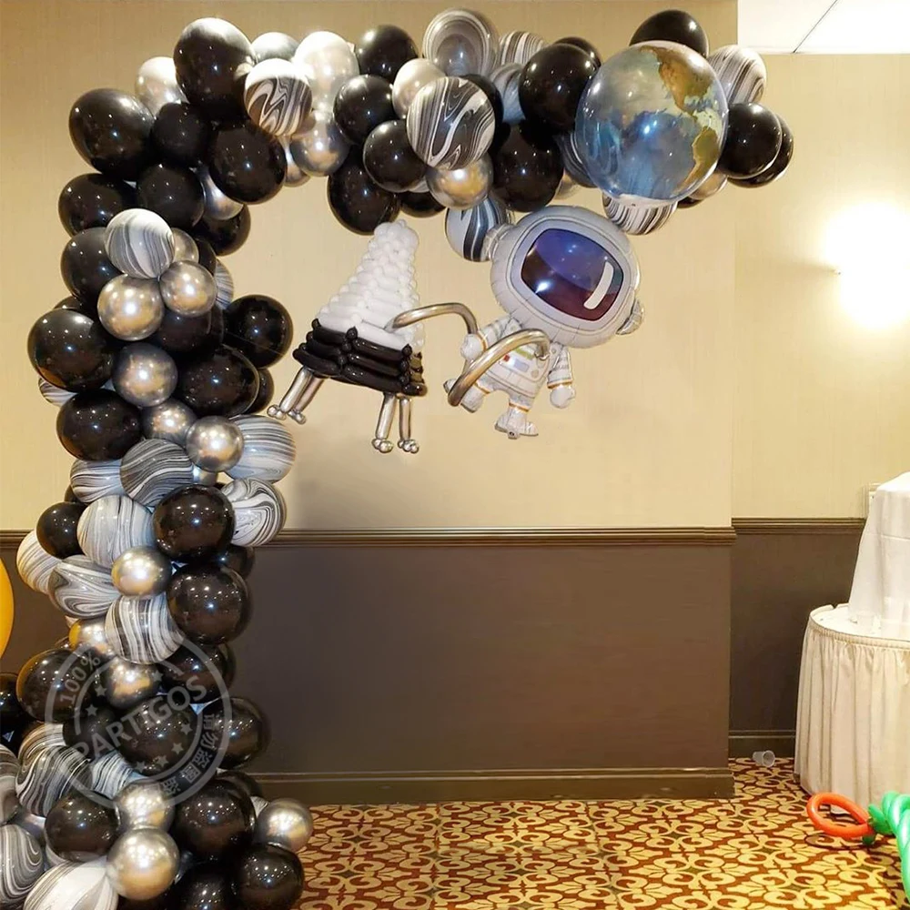 

133pcs Outer Space Astronaut Balloons Garland Arch 4D Earth Black Latex Globos Birthday Party Decorations Kids Baby Boy supplies
