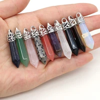 fine natural stone pendulum pendants reiki heal amethysts opal crystal charms for jewelry making tribal necklace gift 8x40mm