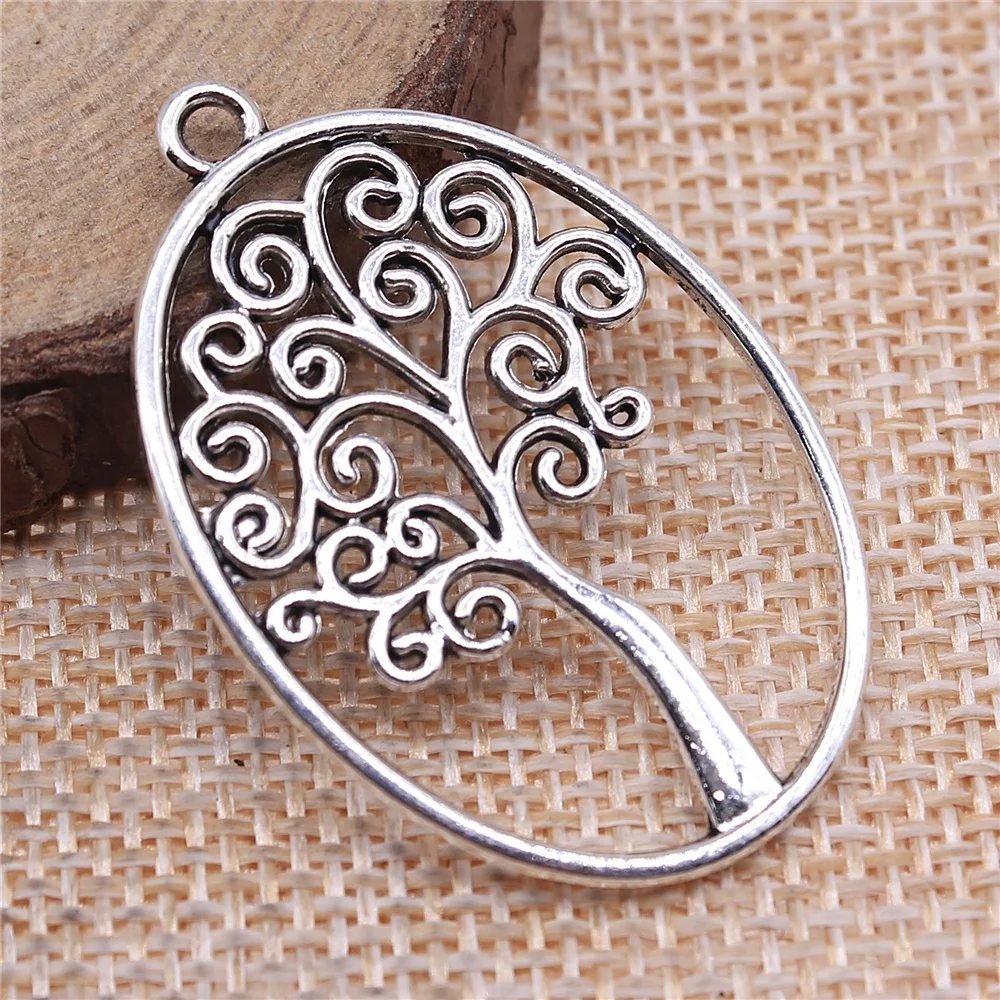

Wholesale 50pcs/bag 40x27mm Pendant Oval Tree Oval Tree Pendant Charm Antique Silver Color Oval Tree Pendant Charm
