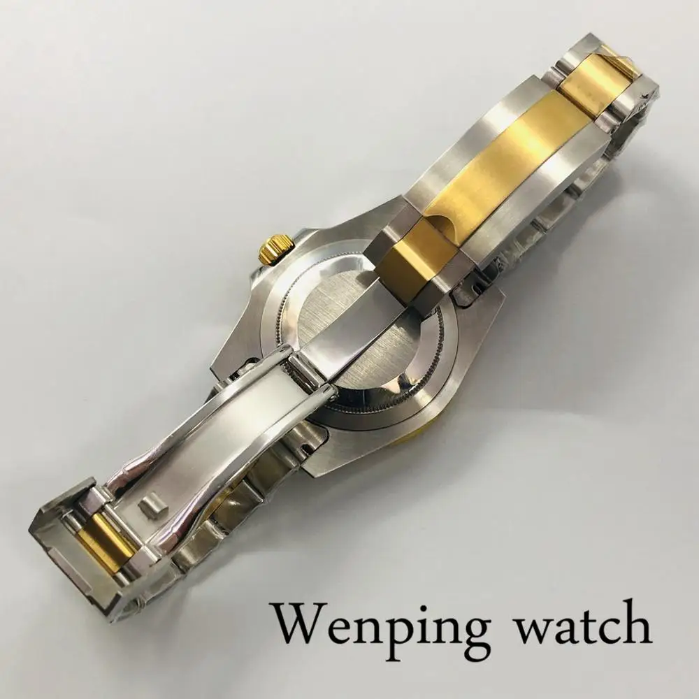 40 мм Золотой Мужской чехол сапфировое стекло корпус из нержавеющей стали 316L