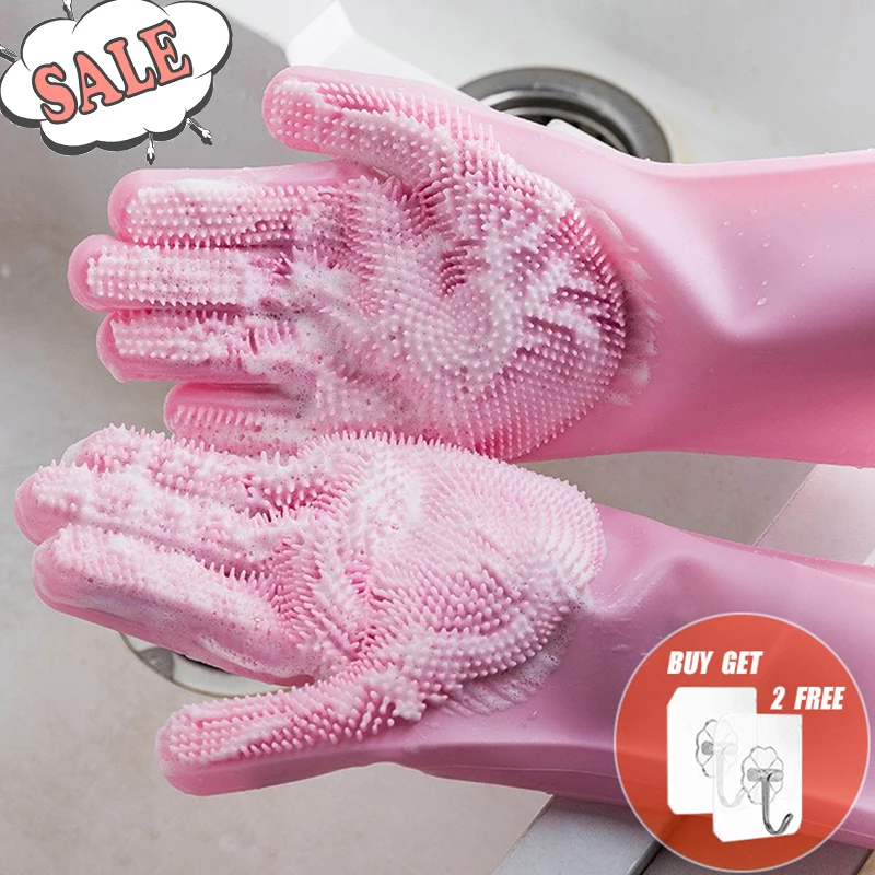 Волшебная силиконовая губка для мытья посуды резиновые перчатки чистки кухонная